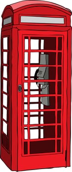 Illustration of British red phone booth in London