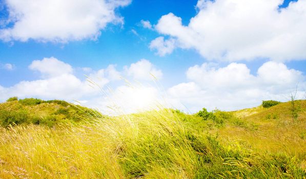 Idyllic dunes with sunlight