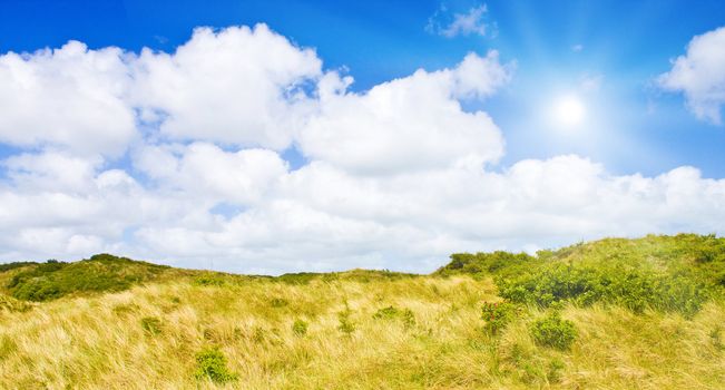 Idyllic dunes with sunlight