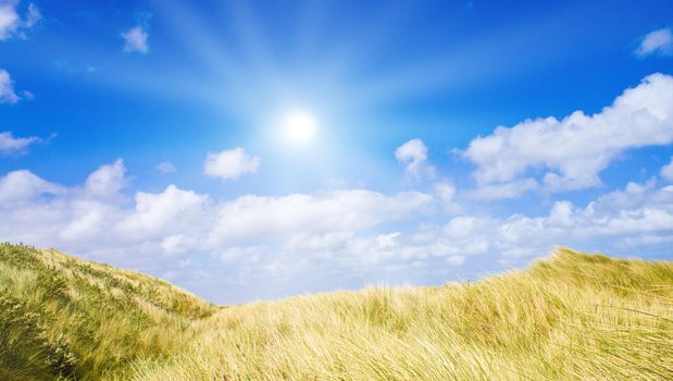 Idyllic dunes with sunlight