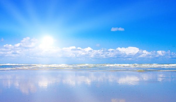 Beautiful beach with sunlight