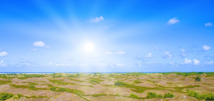 Idyllic dunes with sunlight