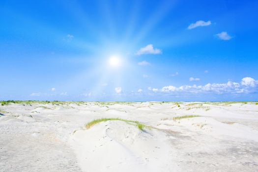 Beach and dunes with beautiful sunlight