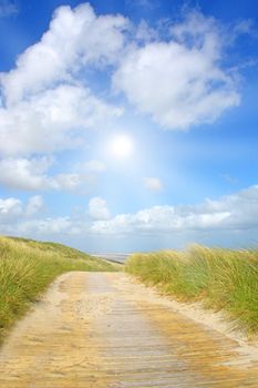 Idyllic dunes with sunlight