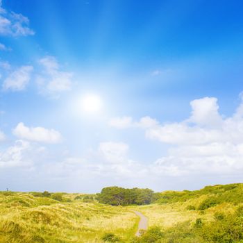 Idyllic dunes with sunlight