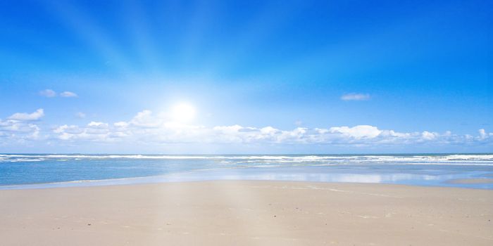 Beautiful beach with sunlight