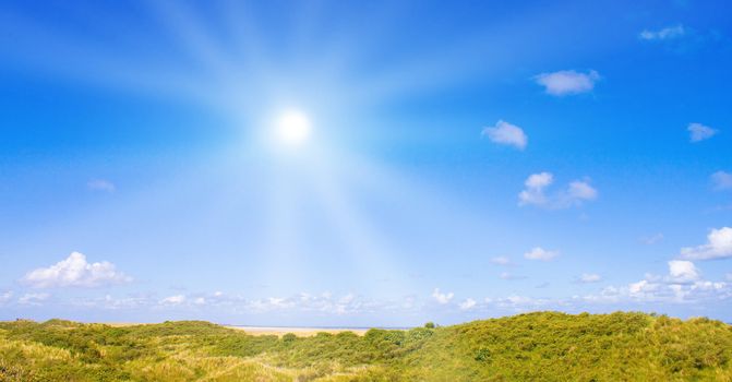 Idyllic dunes with sunlight