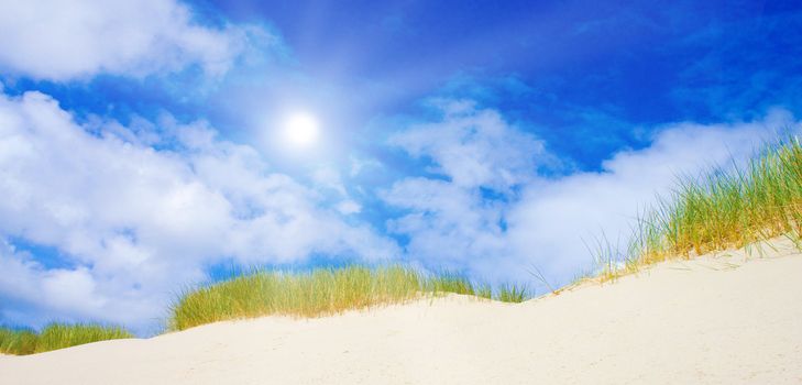 Idyllic dunes with sunlight