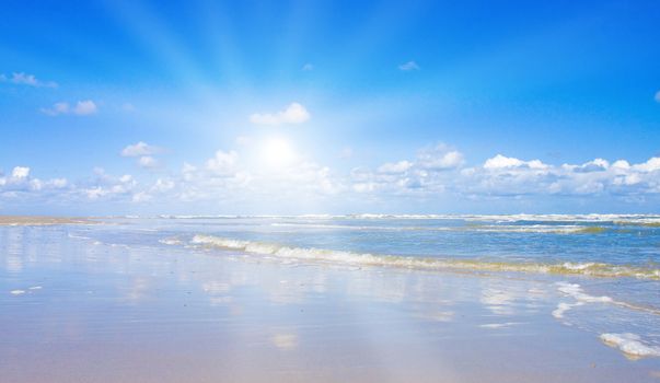 Beautiful beach with sunlight