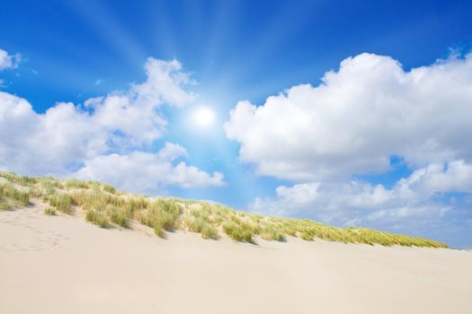 Beach and dunes with beautiful sunlight