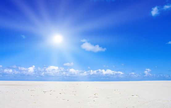 Beautiful beach with sunlight