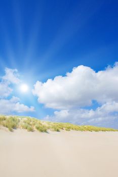 Beach and dunes with beautiful sunlight