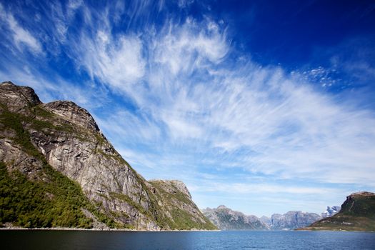 Mountains on a coastal landscape in northern Norway