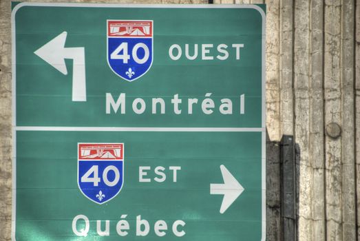 Directions on the main Quebec road