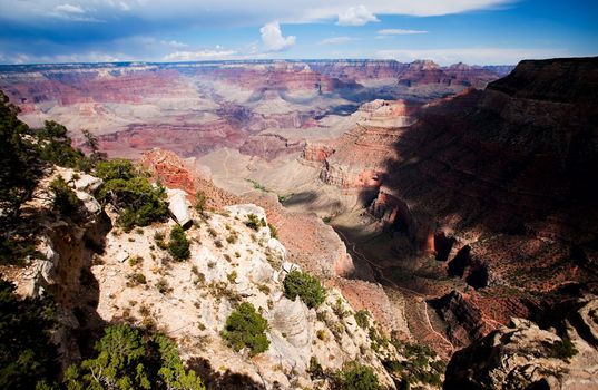 View of Grand Canyon Looking to the North Rim including Bright Angel Trail