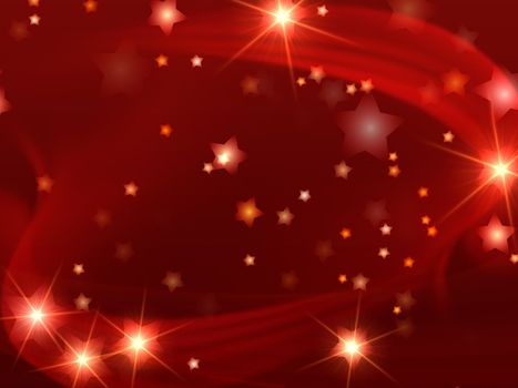 red christmas background with stars and lights