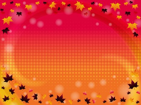 Abstract gradient background with autumn leaves and circles