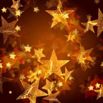 golden stars over gold background with feather center