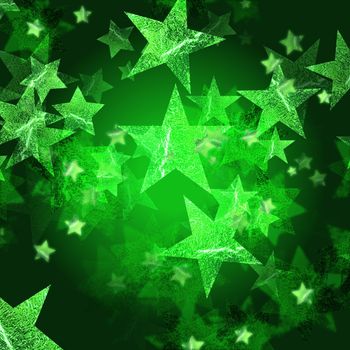 green stars over dark green background with feather center