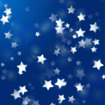 white stars over blue background with feather lights