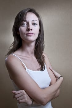 Studio Portrait of a young woman looking confident.