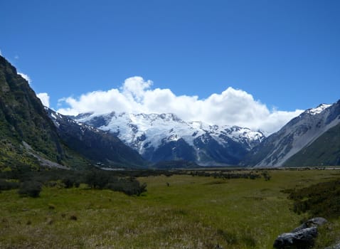 Sunny day at Mt Cook in New Zealand