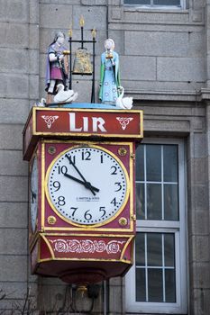 A famous Dublin colourful clock in a winter morning