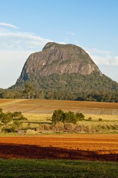A mountain viewed at sunset in Queensland