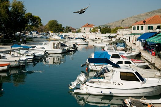 The small boat haven in Trogir Croatia taken 2009