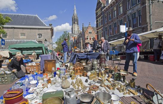 Antique market on the Voldersgracht in Delft