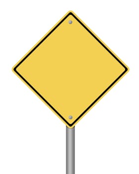 blank yellow warning sign on white background