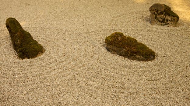Three Rock Zen Garden in a Japanese garden
