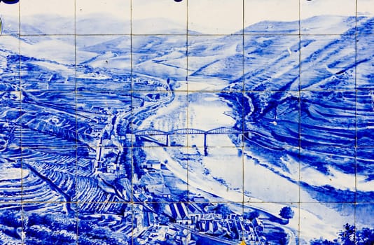 tiles (azulejos) at railway station of Pinhao, Douro Valley, Portugal