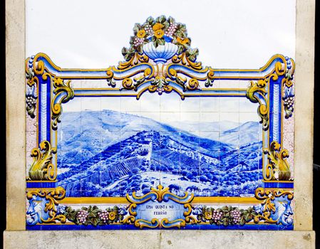 tiles (azulejos) at railway station of Pinhao, Douro Valley, Portugal