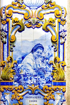 tiles (azulejos) at railway station of Pinhao, Douro Valley, Portugal