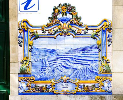 tiles (azulejos) at railway station of Pinhao, Douro Valley, Portugal