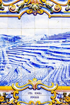 tiles (azulejos) at railway station of Pinhao, Douro Valley, Portugal