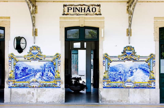 tiles (azulejos) at railway station of Pinhao, Douro Valley, Portugal