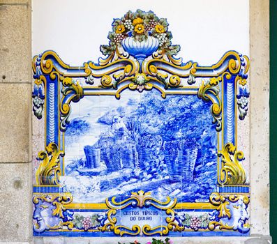tiles (azulejos) at railway station of Pinhao, Douro Valley, Portugal