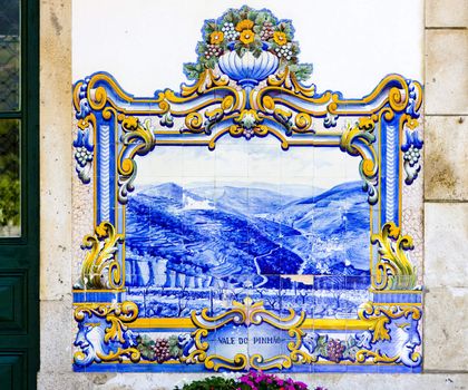 tiles (azulejos) at railway station of Pinhao, Douro Valley, Portugal