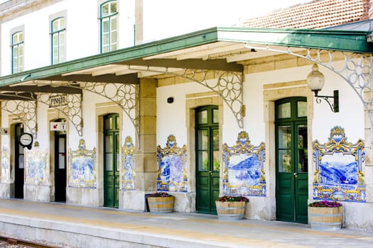 tiles (azulejos) at railway station of Pinhao, Douro Valley, Portugal