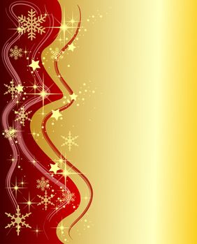 Illustration of a golden Christmas Background with Stars