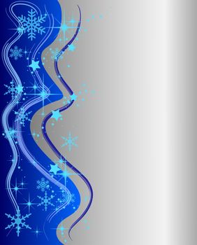 Illustration of a silver Christmas Background with Stars