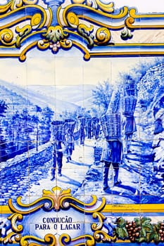 tiles (azulejos) at railway station of Pinhao, Douro Valley, Portugal