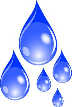 Illustration of  a set of blue waterdrops