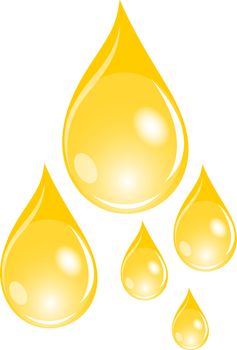 Illustration of  a set of golden waterdrops