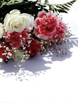 Detail image of wedding bouquet on white background