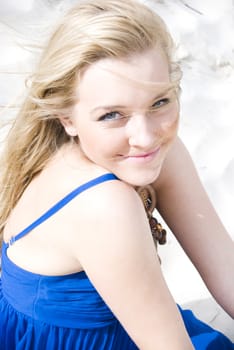 pretty young girl at the beach in summer