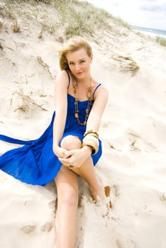 pretty young girl at the beach in summer