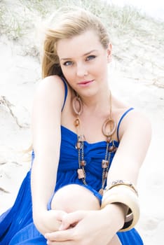 pretty young girl at the beach in summer